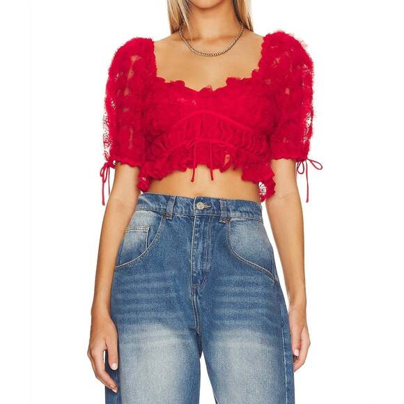 FOR LOVE & LEMONS Tops - NEW FOR LOVE & LEMONS hannah crop top in red